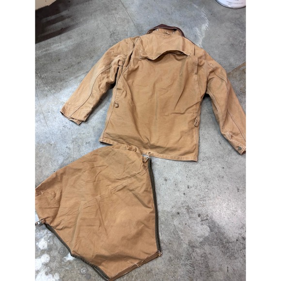 Vintage Carhartt Men's M Tan Duck Canvas Corduroy Collar Blanket Lined Jacket - Picture 14 of 16